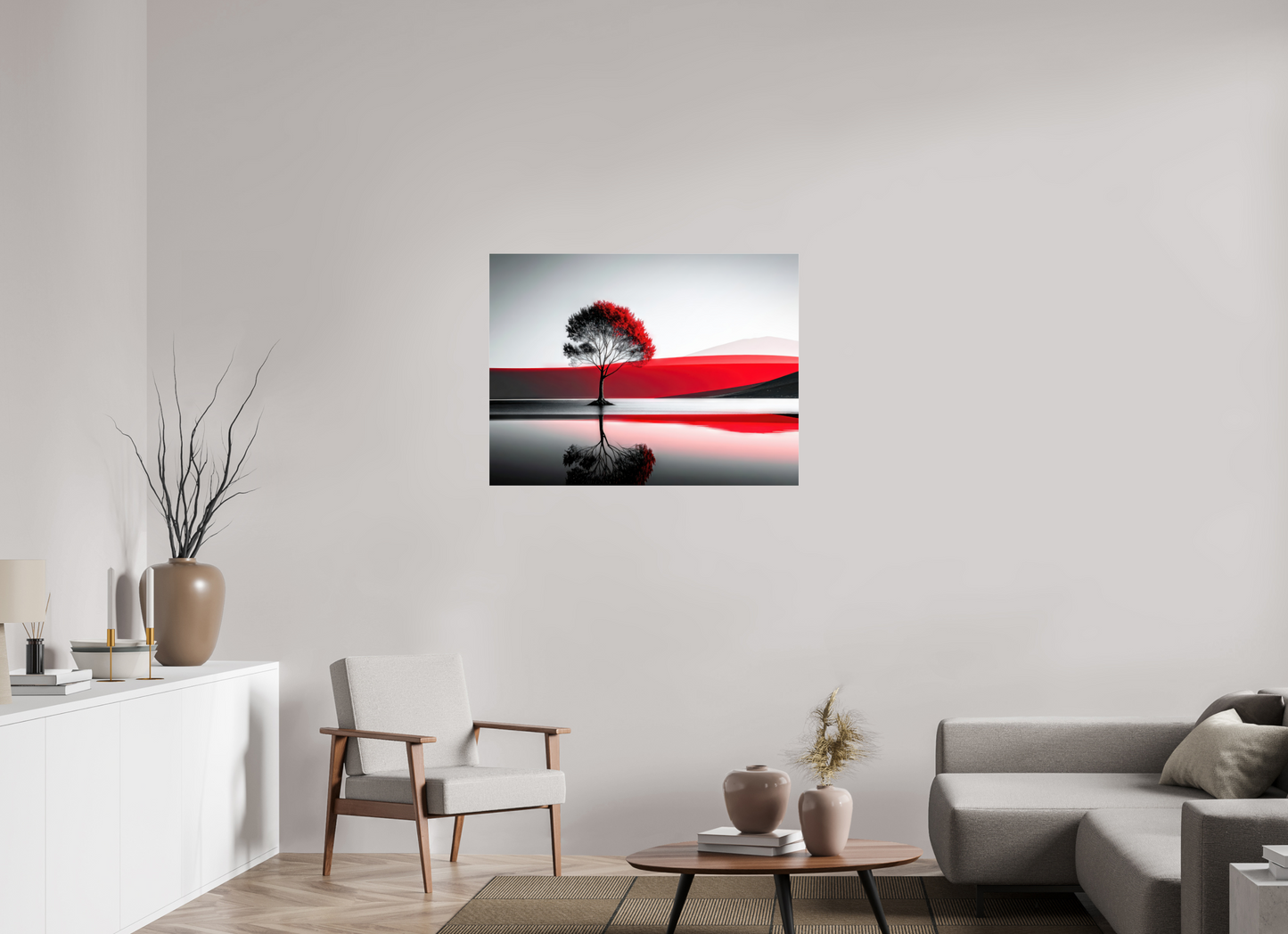 100 x 75 cm, Acrylglas glänzend standard Baum am Ufer surreal-01—Wandkunst, Fine Art Print, Leinwand, Acryldruck, Alu-Dibond