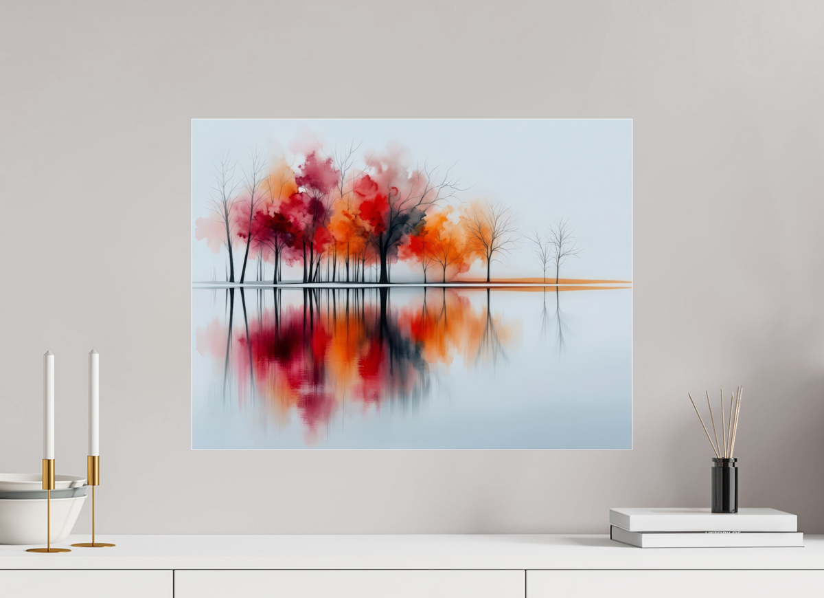 60 x 45 cm, Acrylglas glänzend standard Uferträume – Sinfonie in Zinnober