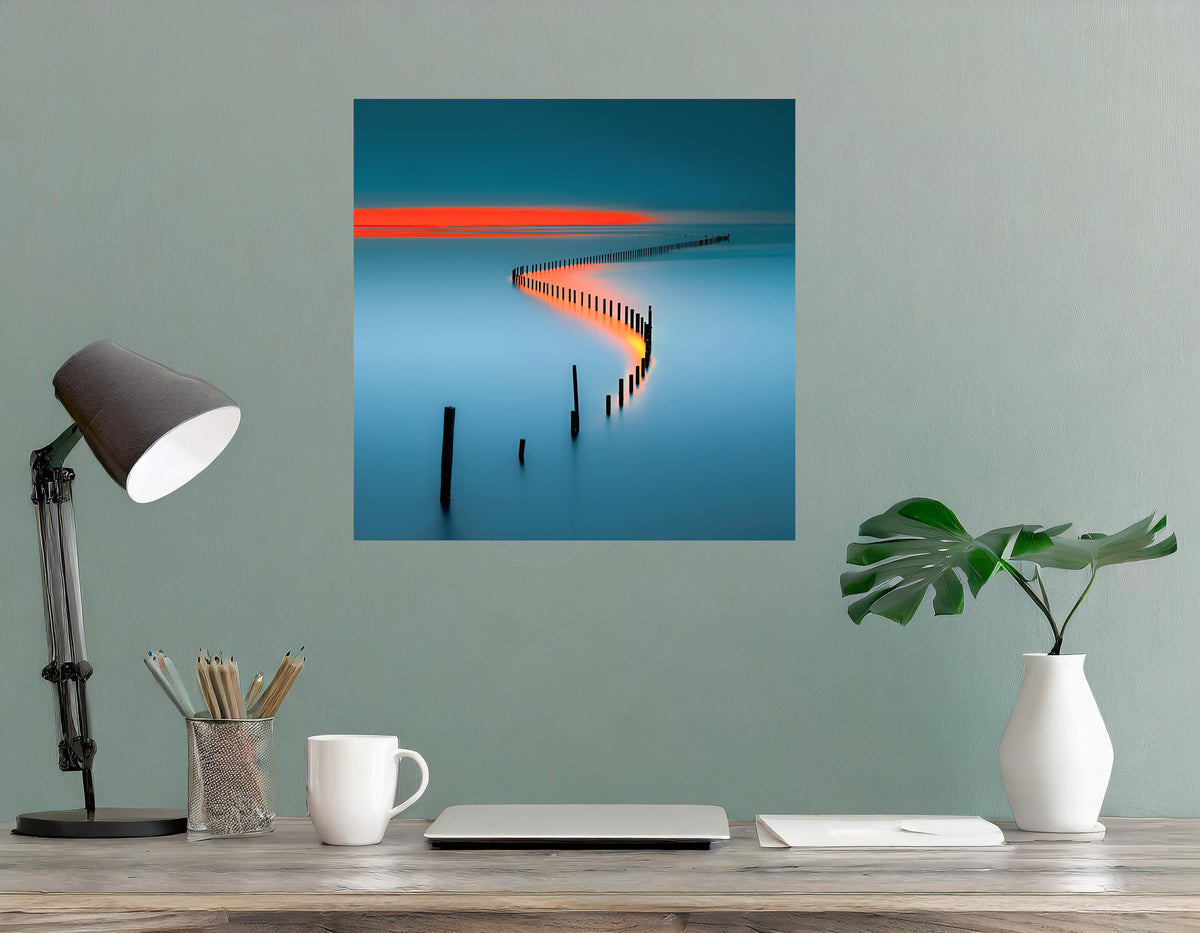 Lichtweg im Watt—Wandkunst, Fine Art Print, Leinwand, Acryldruck