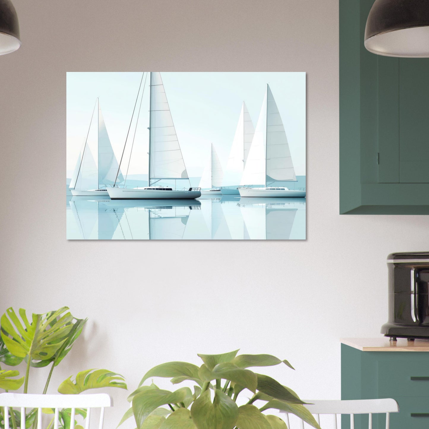 Voiliers sur une eau calme - Affiche d'art numérique de haute qualité pour les amateurs d'art maritime