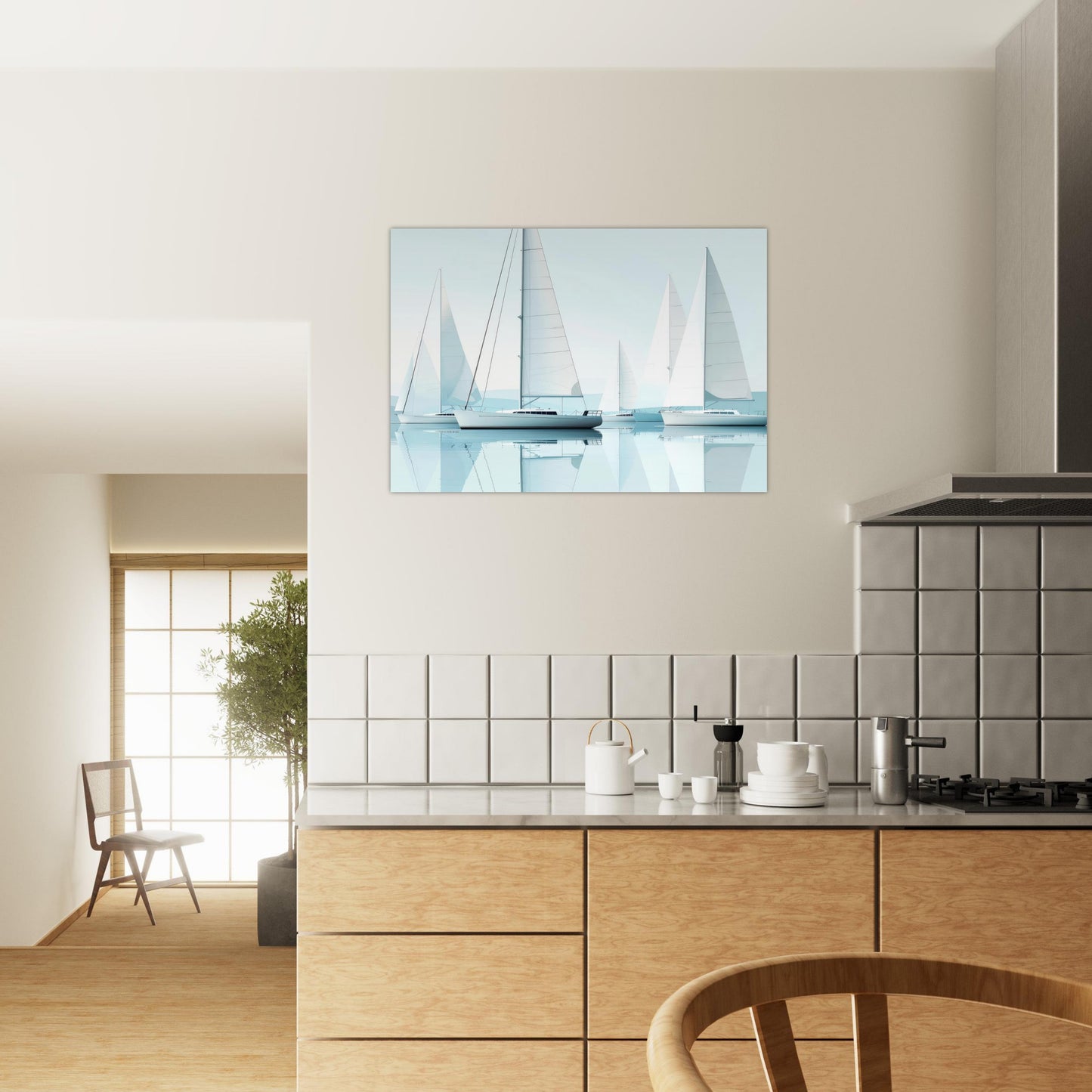 Voiliers sur une eau calme - Affiche d'art numérique de haute qualité pour les amateurs d'art maritime
