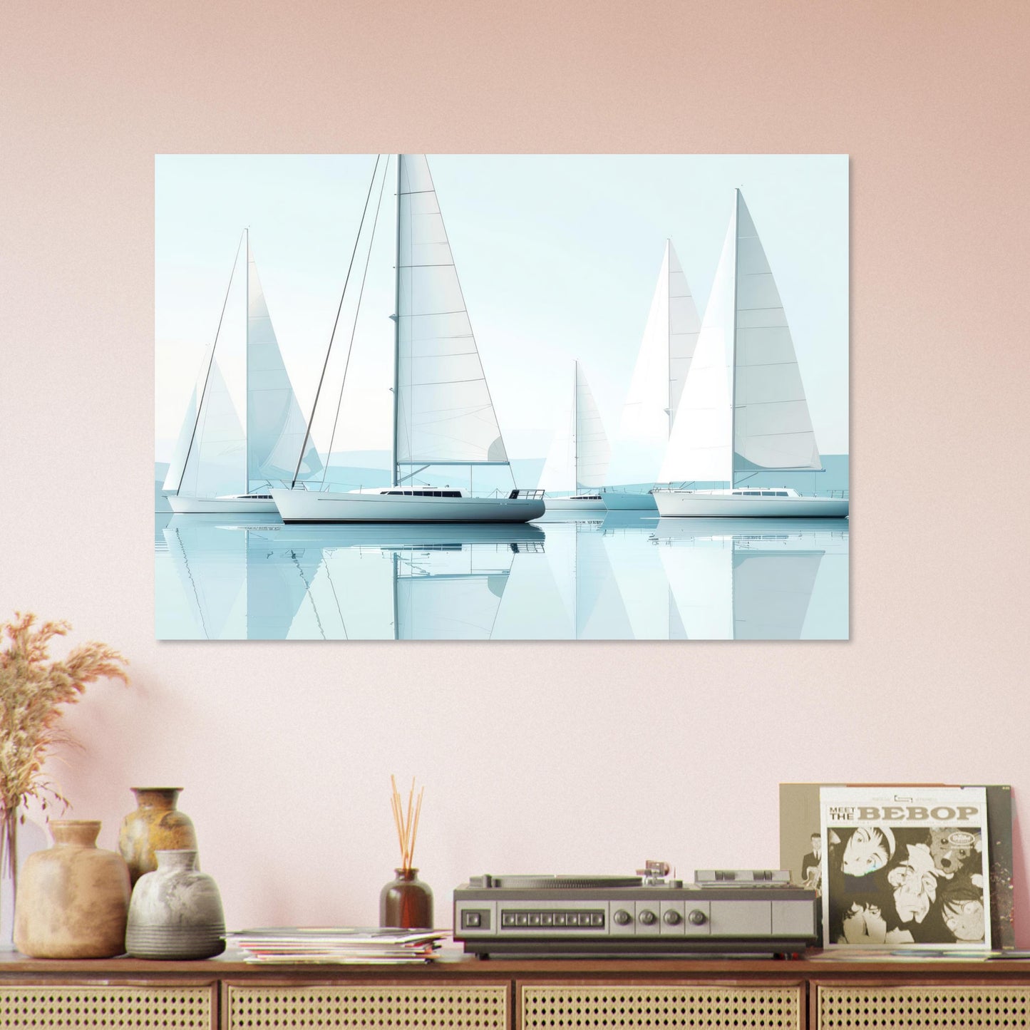 Voiliers sur une eau calme - Affiche d'art numérique de haute qualité pour les amateurs d'art maritime