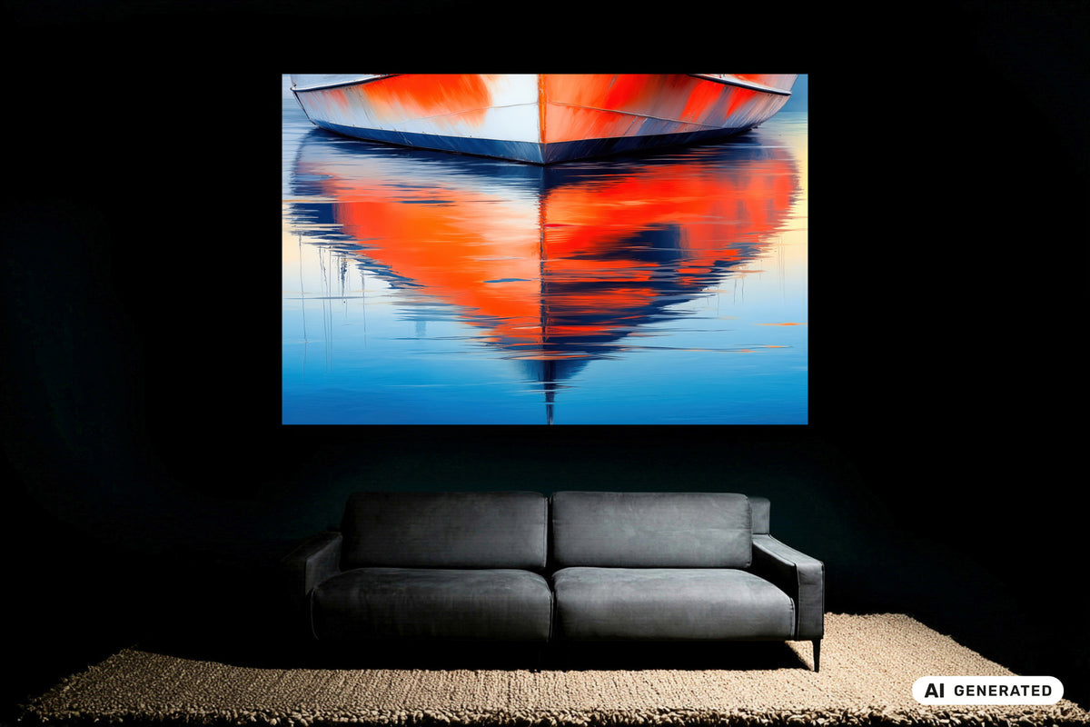 Reflejo en el agua casco de barco-01—Arte de pared, impresión artística, lienzo, impresión en acrílico
