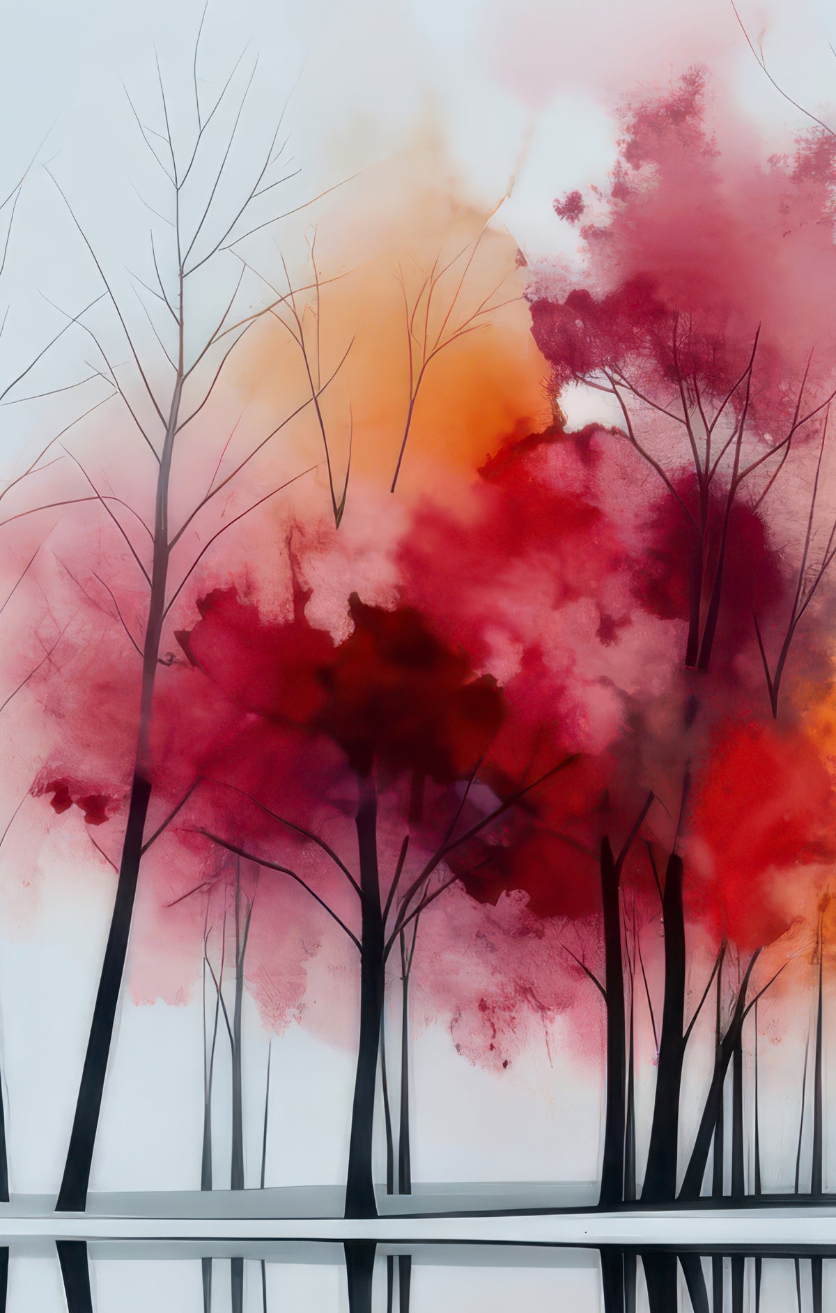 Uferträume – Sinfonie in Zinnober-----Wandkunst, Fine Art Print, Leinwand, Acryldruck