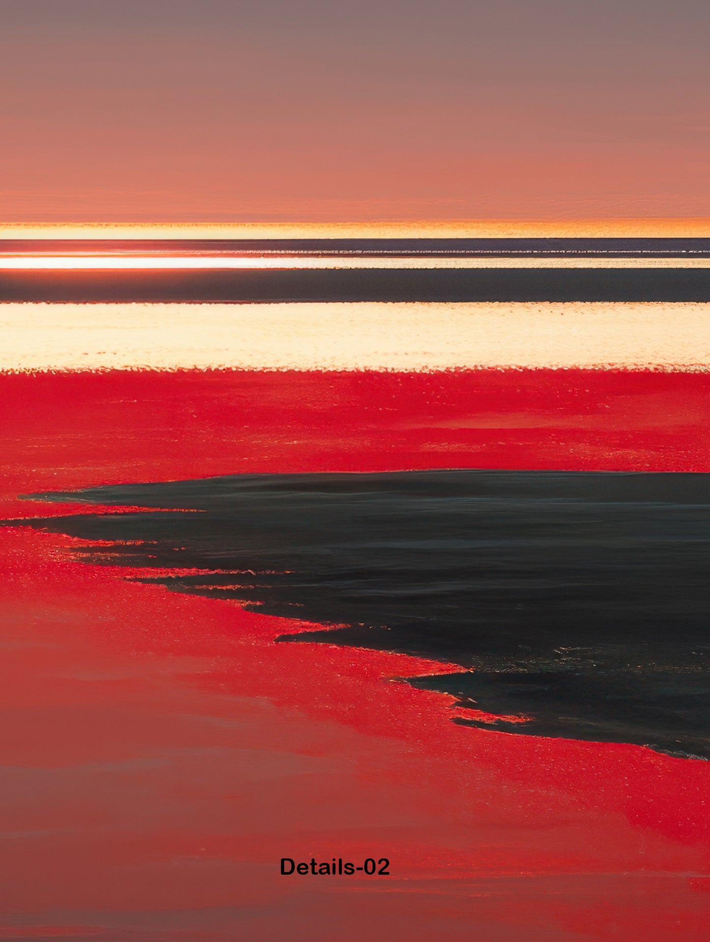 Roter Spiegel des Watts, Abstraktes, surreales Wandbild zeigt die Magie des Wattenmeeres