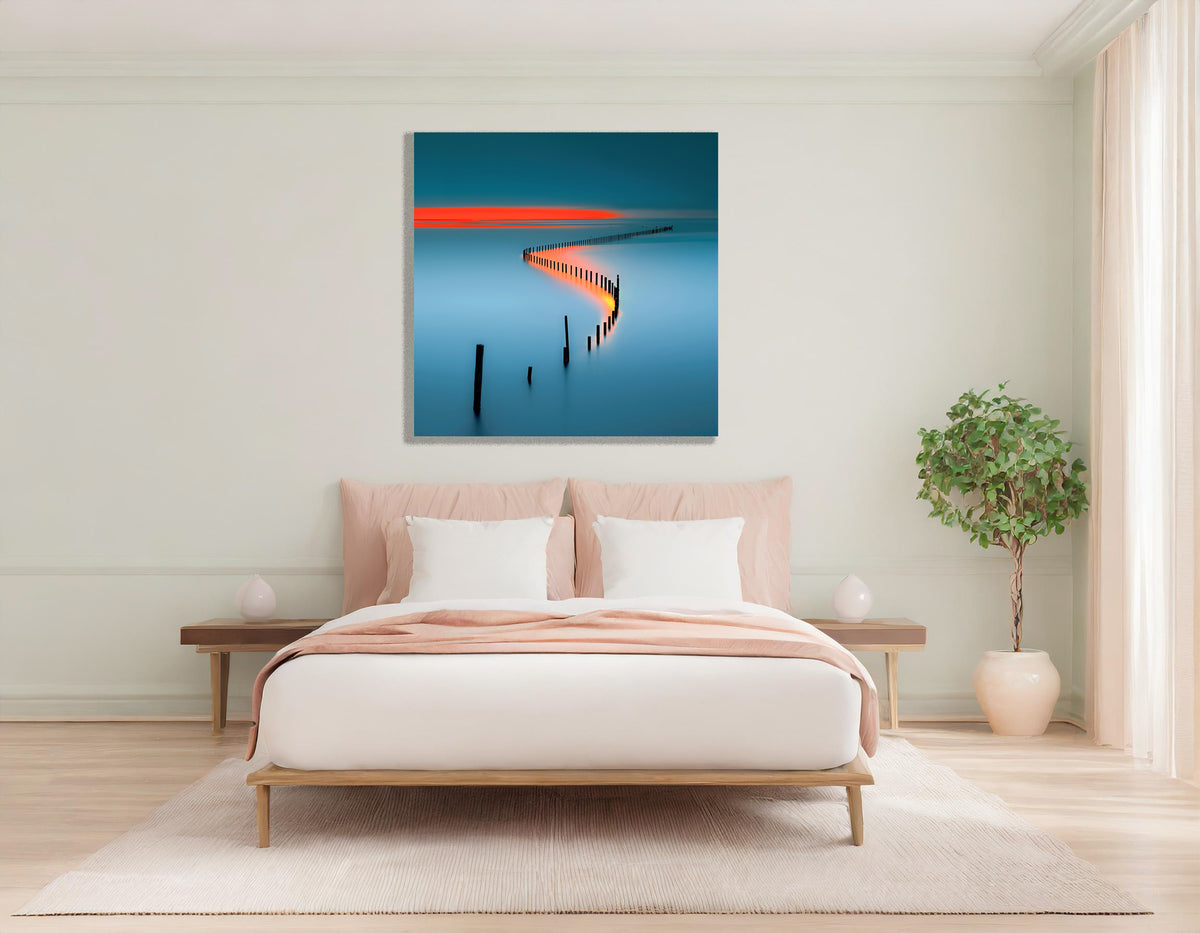 Lichtweg im Watt—Wandkunst, Fine Art Print, Leinwand, Acryldruck