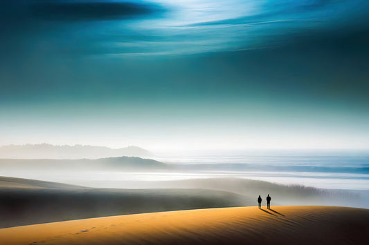 Zwischen Licht und Stille – Premium-Kunstdruck auf Leinwand - verträumte Dünenlandschaft