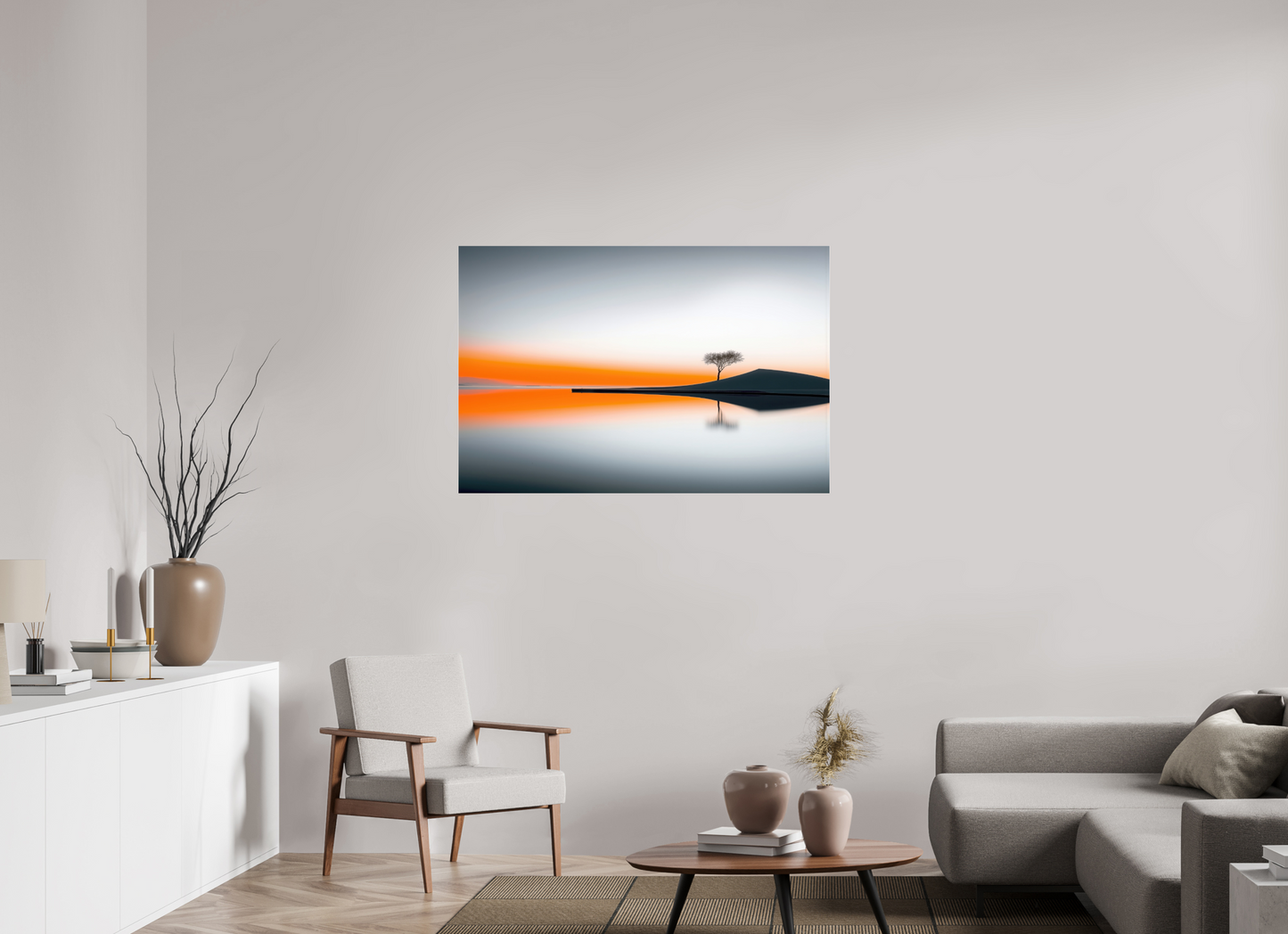 120 x 80 cm, Acrylglas glänzend standard Uferlinie im Morgenlicht—Wandkunst, Fine Art Print, Leinwand, Acryldruck, Alu-Dibond