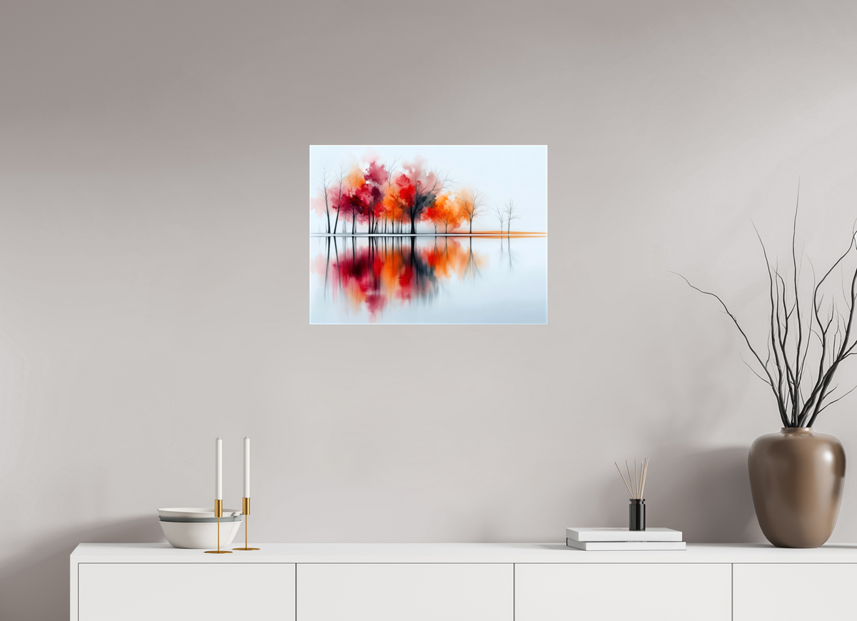 60 x 45 cm, Leinwand glänzend Uferträume – Sinfonie in Zinnober