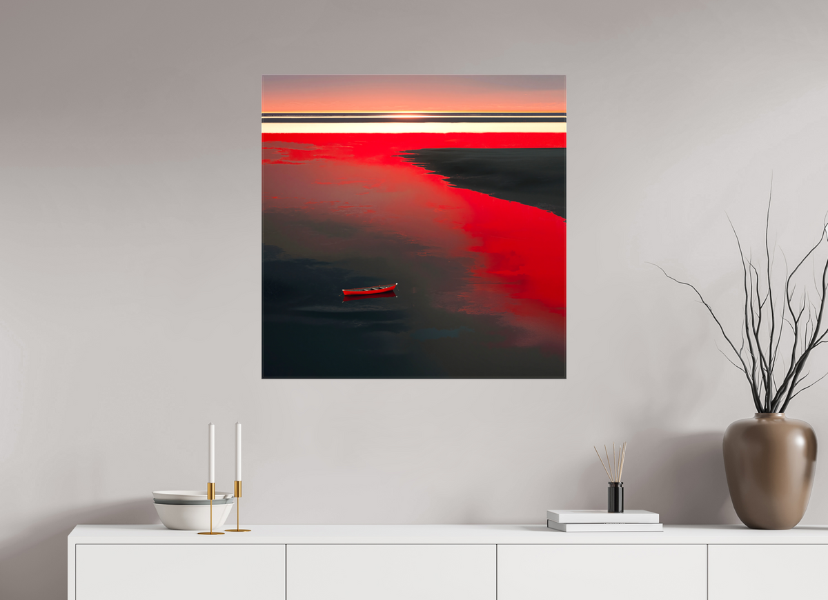 80 x 80 cm, Leinwand glänzend Allein im Rot