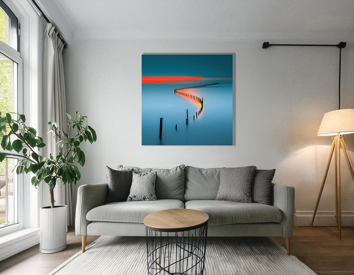 Lichtweg im Watt—Wandkunst, Fine Art Print, Leinwand, Acryldruck