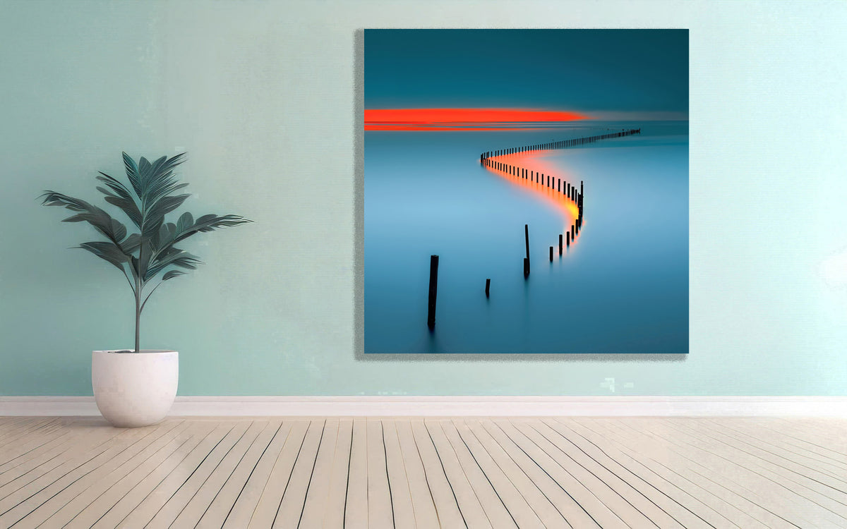 Lichtweg im Watt—Wandkunst, Fine Art Print, Leinwand, Acryldruck