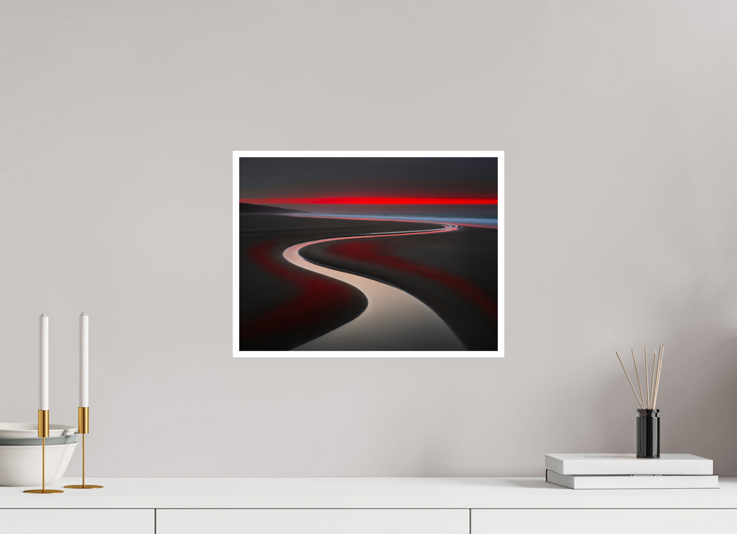 40 x 30 cm, Fine Art Print Hahnemühle Baryta Wattenmeer - die Linie des Lichts—Wandkunst, Fine Art Print, Leinwand, Acryldruck, Alu-Dibond