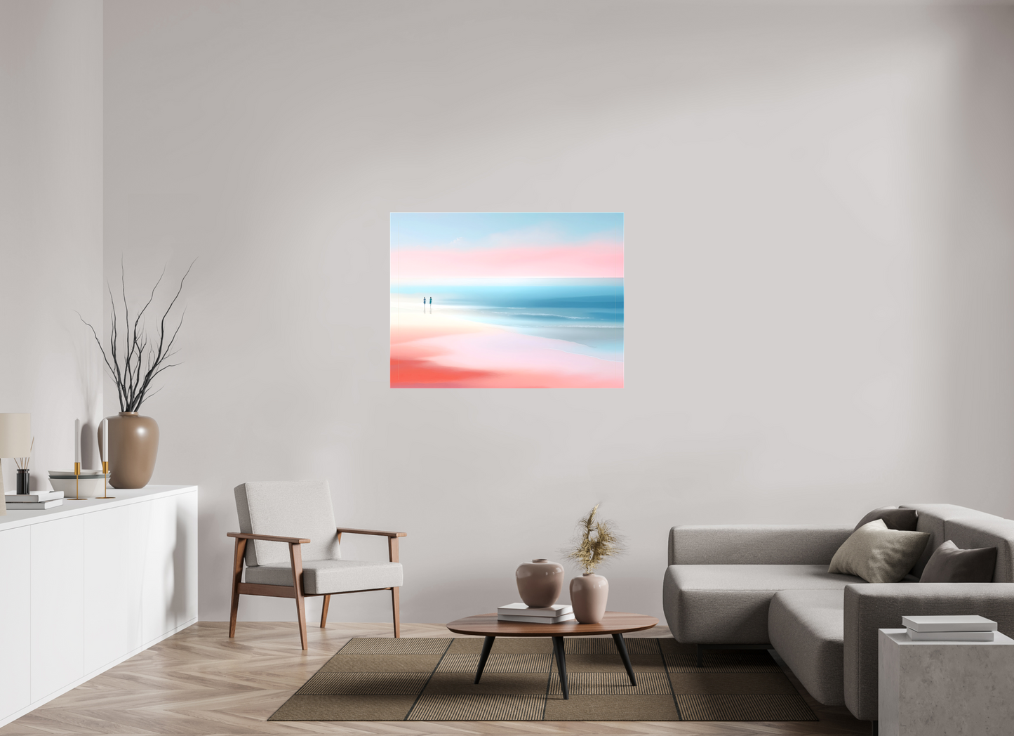 120 x 90 cm, Leinwand glänzend Zwei Frauen am Meer—Wandkunst, Fine Art Print, Leinwand, Acryldruck, Alu-Dibond