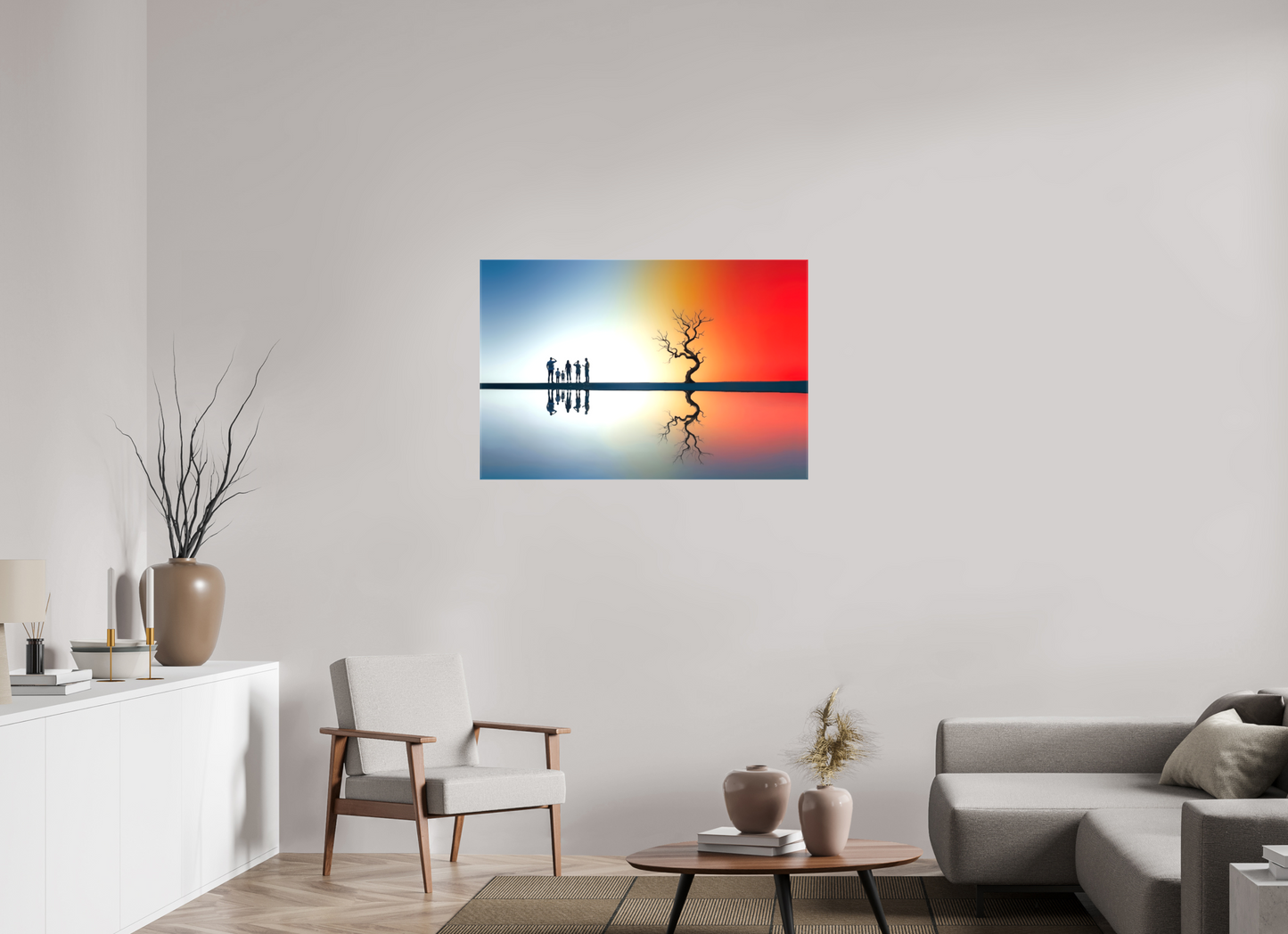 105 x 70 cm, Leinwand glänzend Begegnung am stillen Meer—Wandkunst, Fine Art Print, Leinwand, Acryldruck, Alu-Dibond