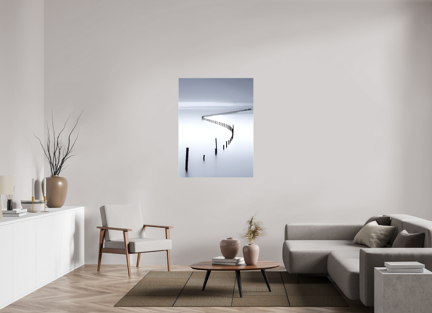 90 x 120 cm, Leinwand glänzend Lichtweg im Watt