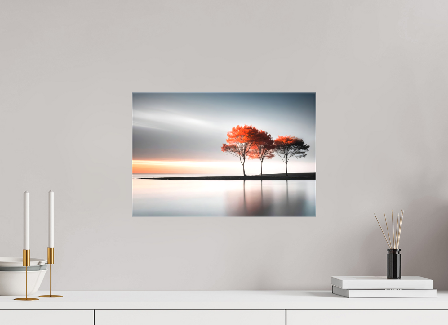 45 x 30 cm, Leinwand glänzend Stille am Ufer-02