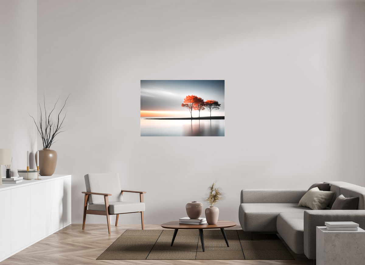 120 x 80 cm, Leinwand glänzend Stille am Ufer-02—Wandkunst, Fine Art Print, Leinwand, Acryldruck, Alu-Dibond