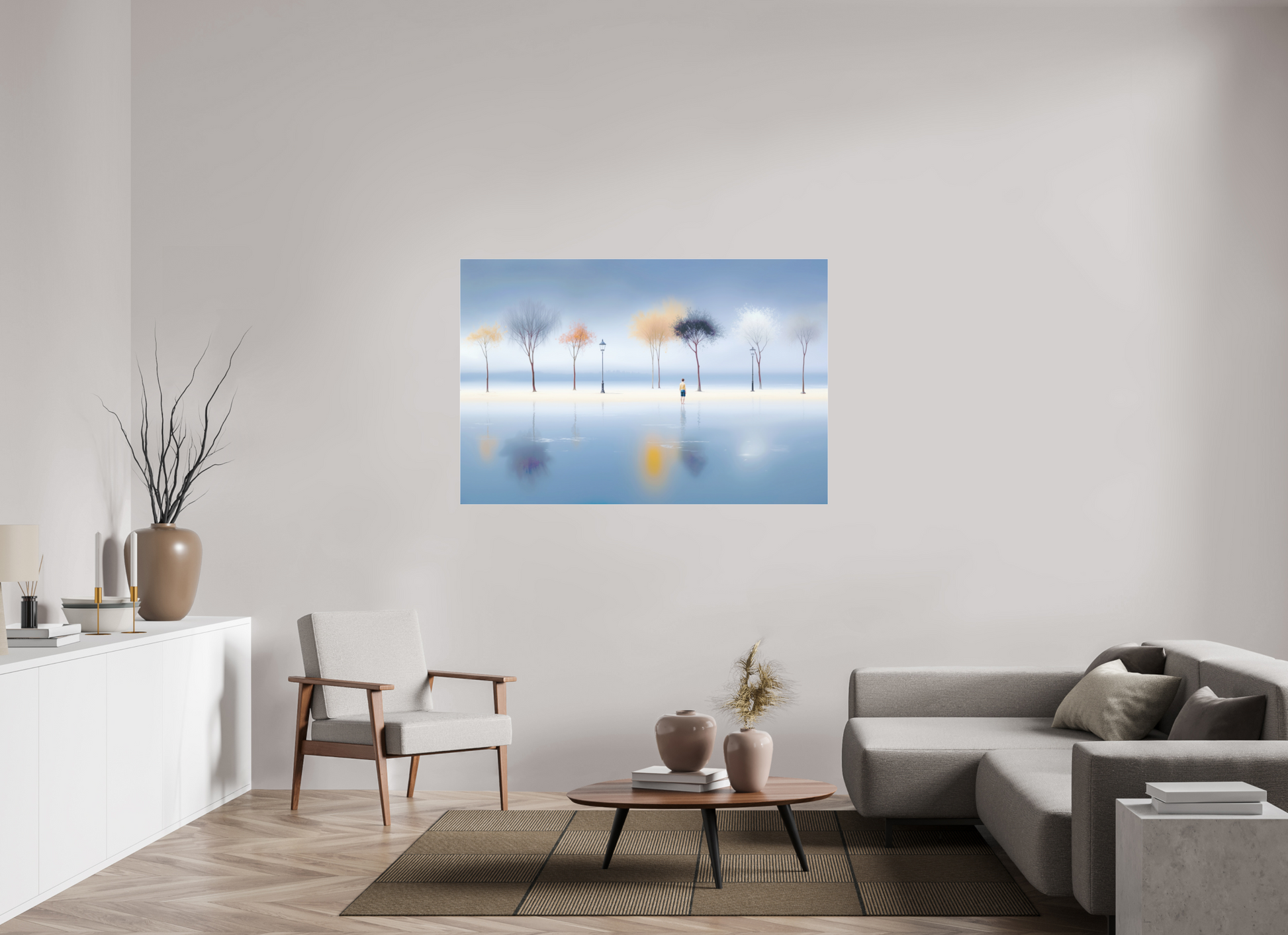 150 x 100 cm, Fine Art Pigmentdruck hinter Acrylglas Stilles Ufer, ferne Gedanken—Wandkunst, Fine Art Print, Leinwand, Acryldruck, Alu-Dibond