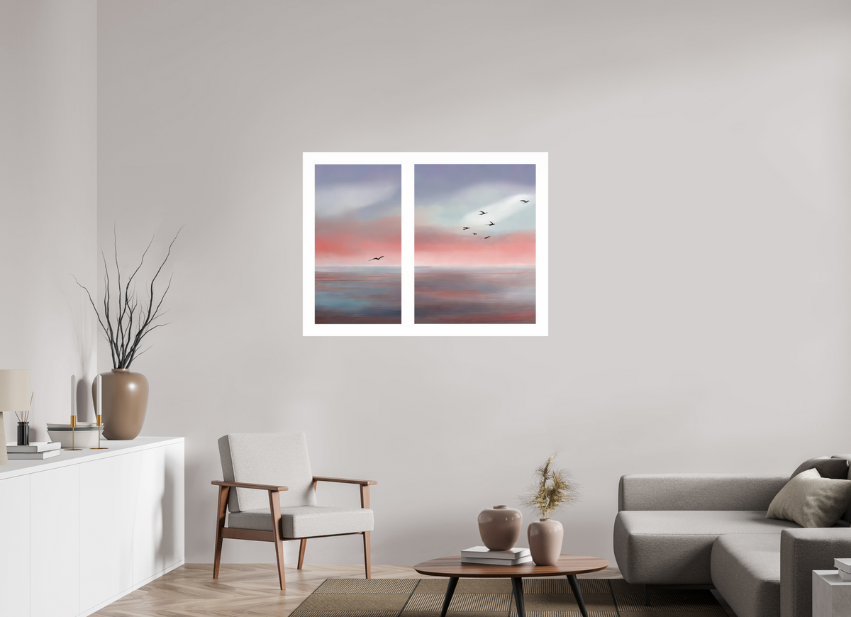 120 x 90 cm, Acrylglas glänzend standard Diptychon Vögel an der Küste-01