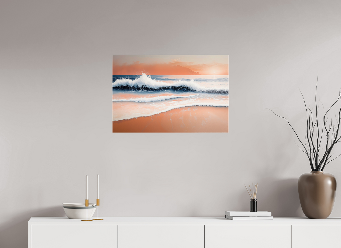 75 x 50 cm, Acrylglas glänzend standard Brandung in Pastell—Wandkunst, Fine Art Print, Leinwand, Acryldruck, Alu-Dibond
