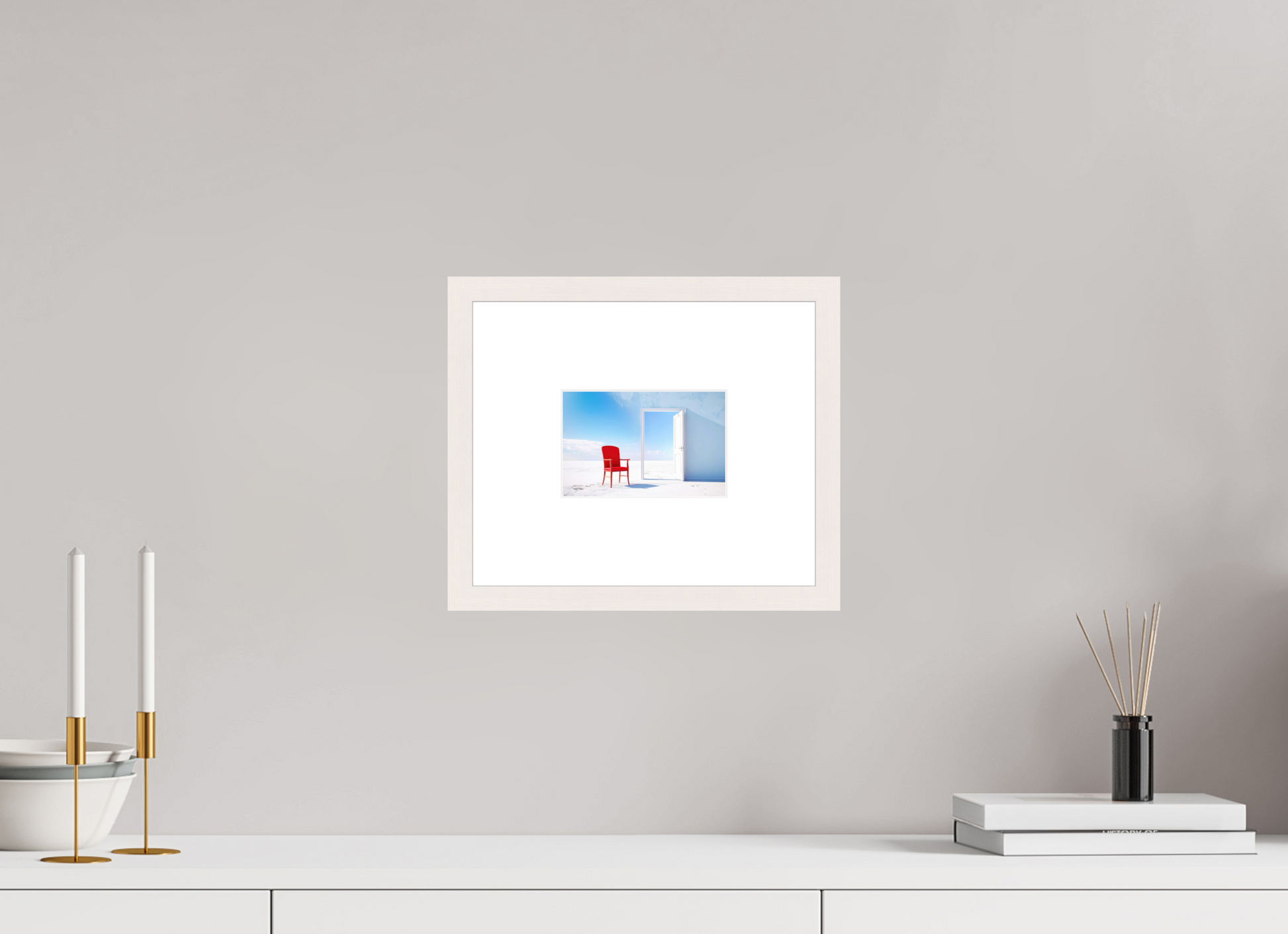 15 x 10 cm, Fine Art Print gerahmt Blick durch die Tür surreal-02