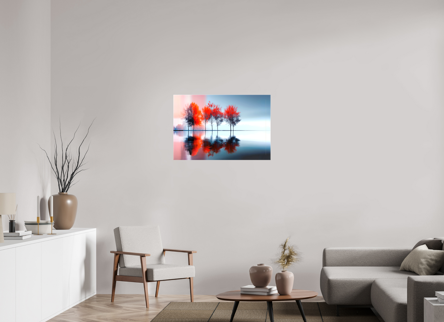 90 x 60 cm, Leinwand glänzend Stille in Rot—Wandkunst, Fine Art Print, Leinwand, Acryldruck, Alu-Dibond