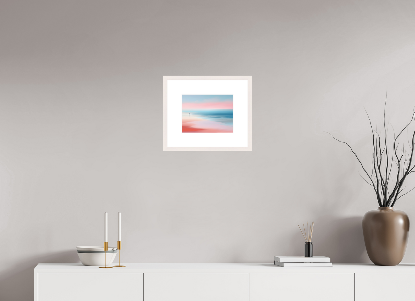 28 x 21 cm, Fine Art Print gerahmt Zwei Frauen am Meer—Wandkunst, Fine Art Print, Leinwand, Acryldruck, Alu-Dibond