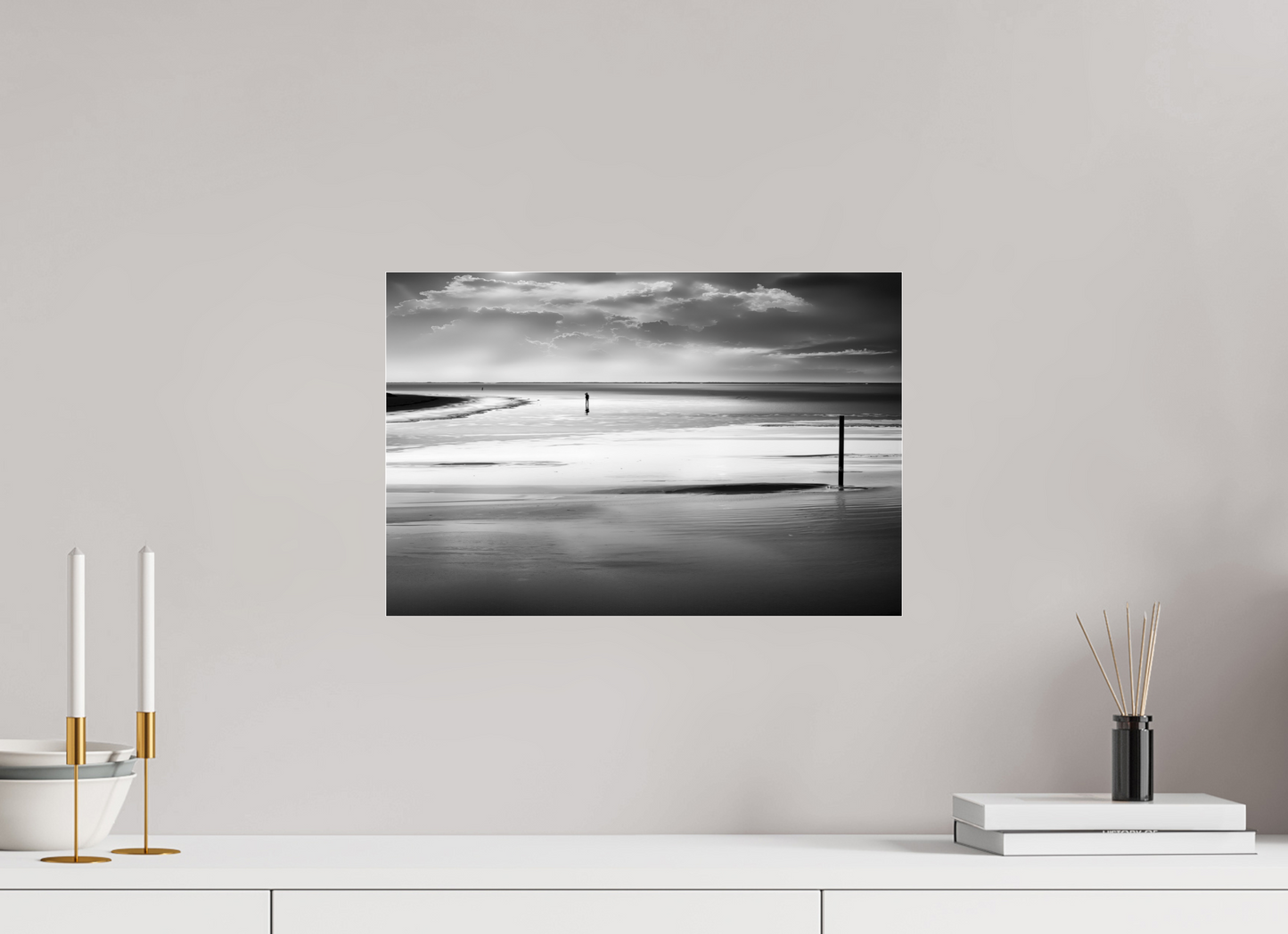 45 x 30 cm, Acrylglas glänzend standard Mann im Wattenmeer-01