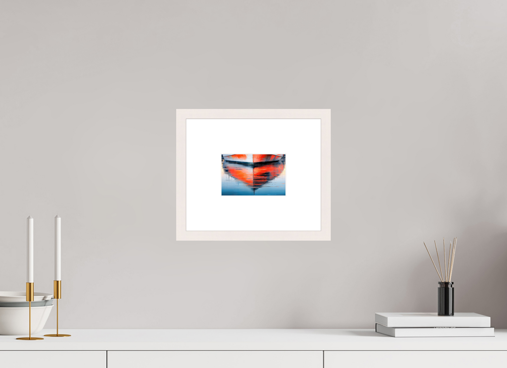 15 x 10 cm, Fine Art Print gerahmt Wasserspiegelung Bootsrumpf-01