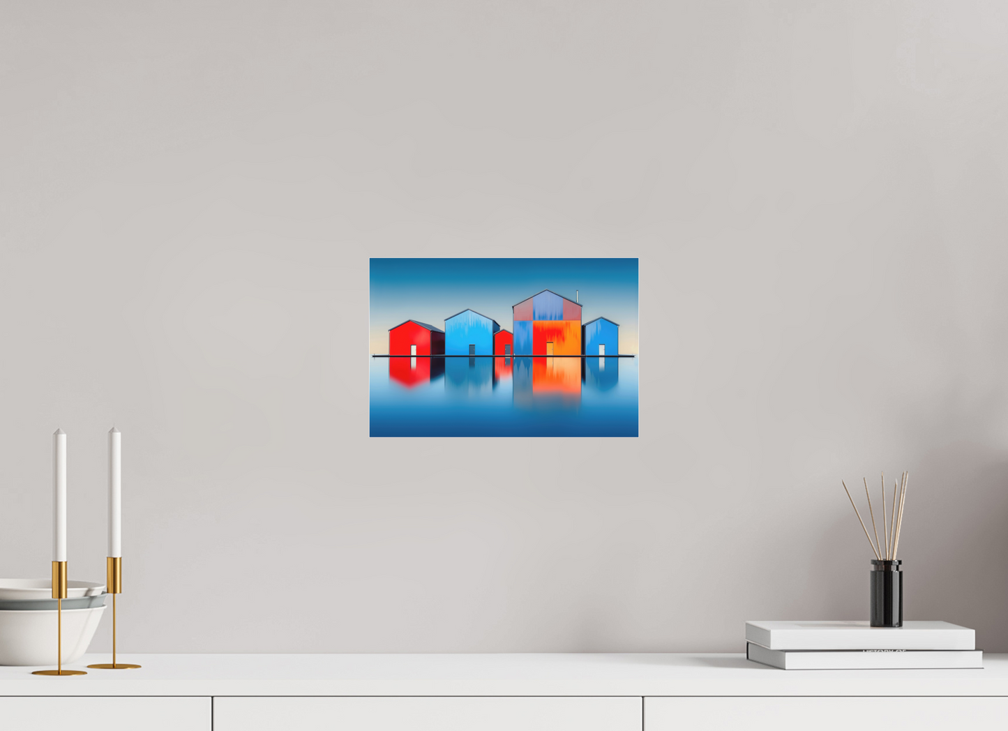 30 x 20 cm, Fine Art Pigmentdruck hinter Acrylglas Farbklang am Wasser