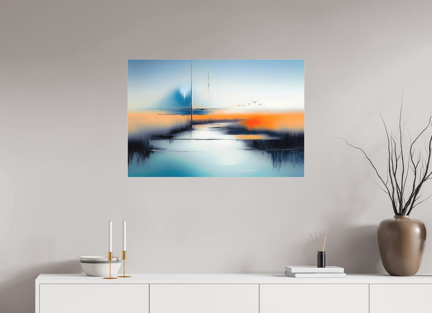 90 x 60 cm, Fine Art Pigmentdruck hinter Acrylglas Salzwiese im schwebenden Licht—Wandkunst, Fine Art Print, Leinwand, Acryldruck, Alu-Dibond