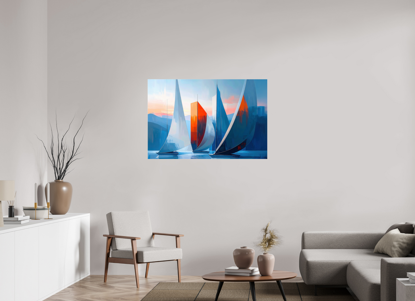 120 x 80 cm, Acrylglas glänzend standard Segelboote abstrakt-15-32—Wandkunst, Fine Art Print, Leinwand, Acryldruck, Alu-Dibond
