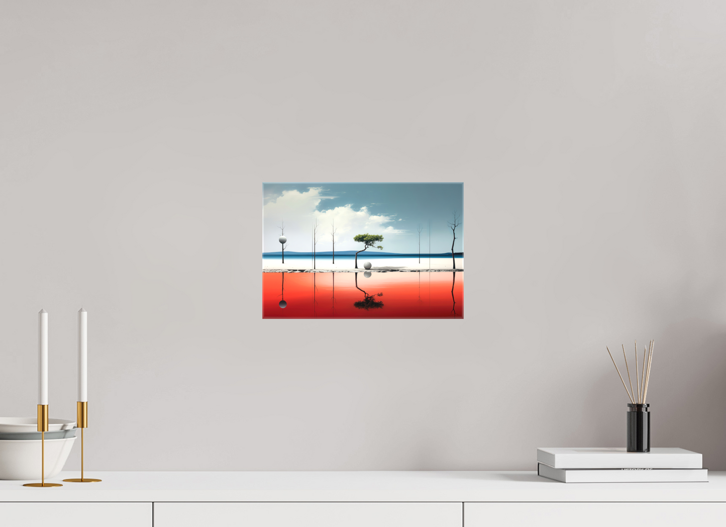 30 x 20 cm, Leinwand glänzend Balance am Rand des Wassers