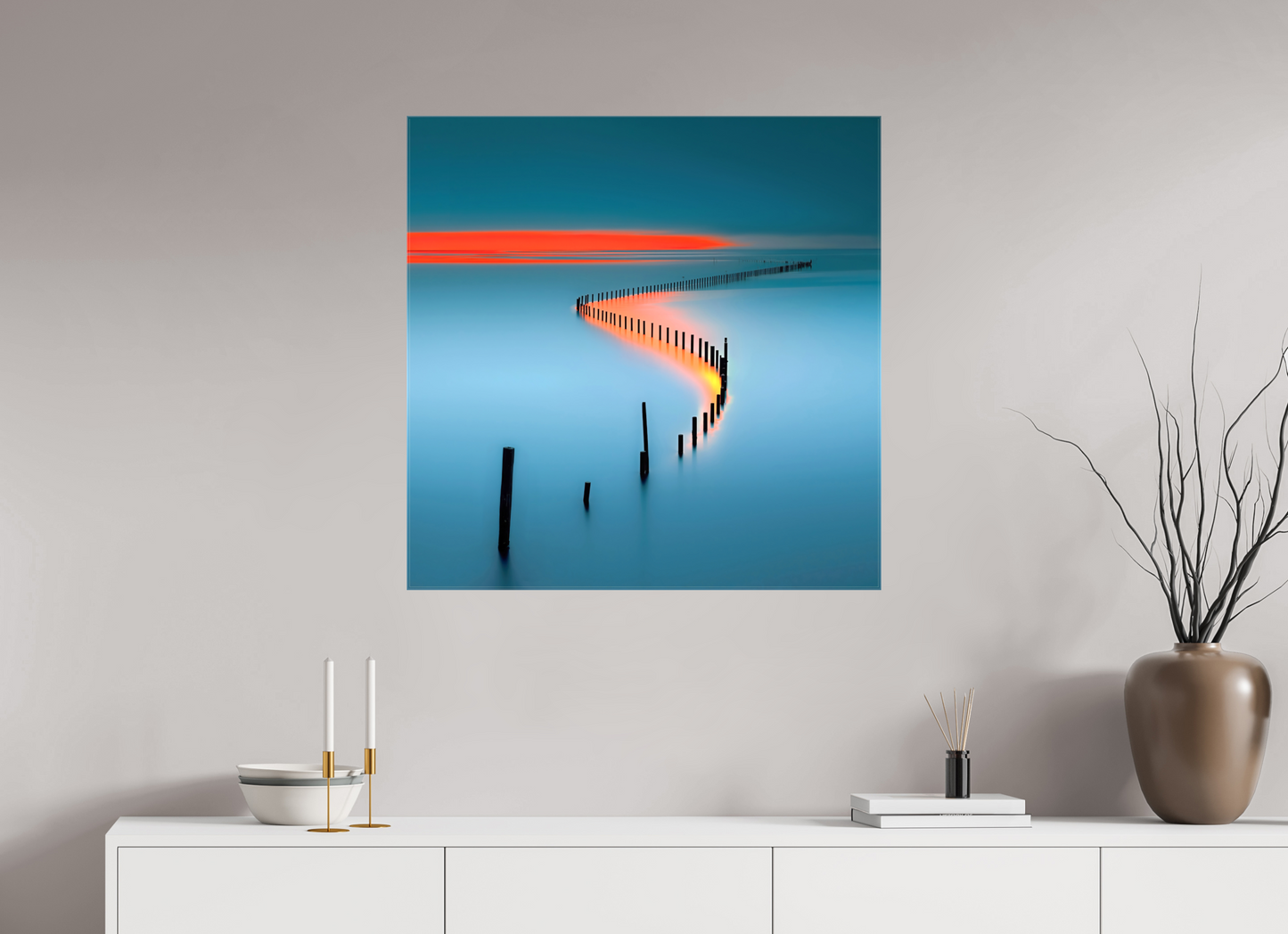 80 x 80 cm, Leinwand glänzend Lichtweg im Watt