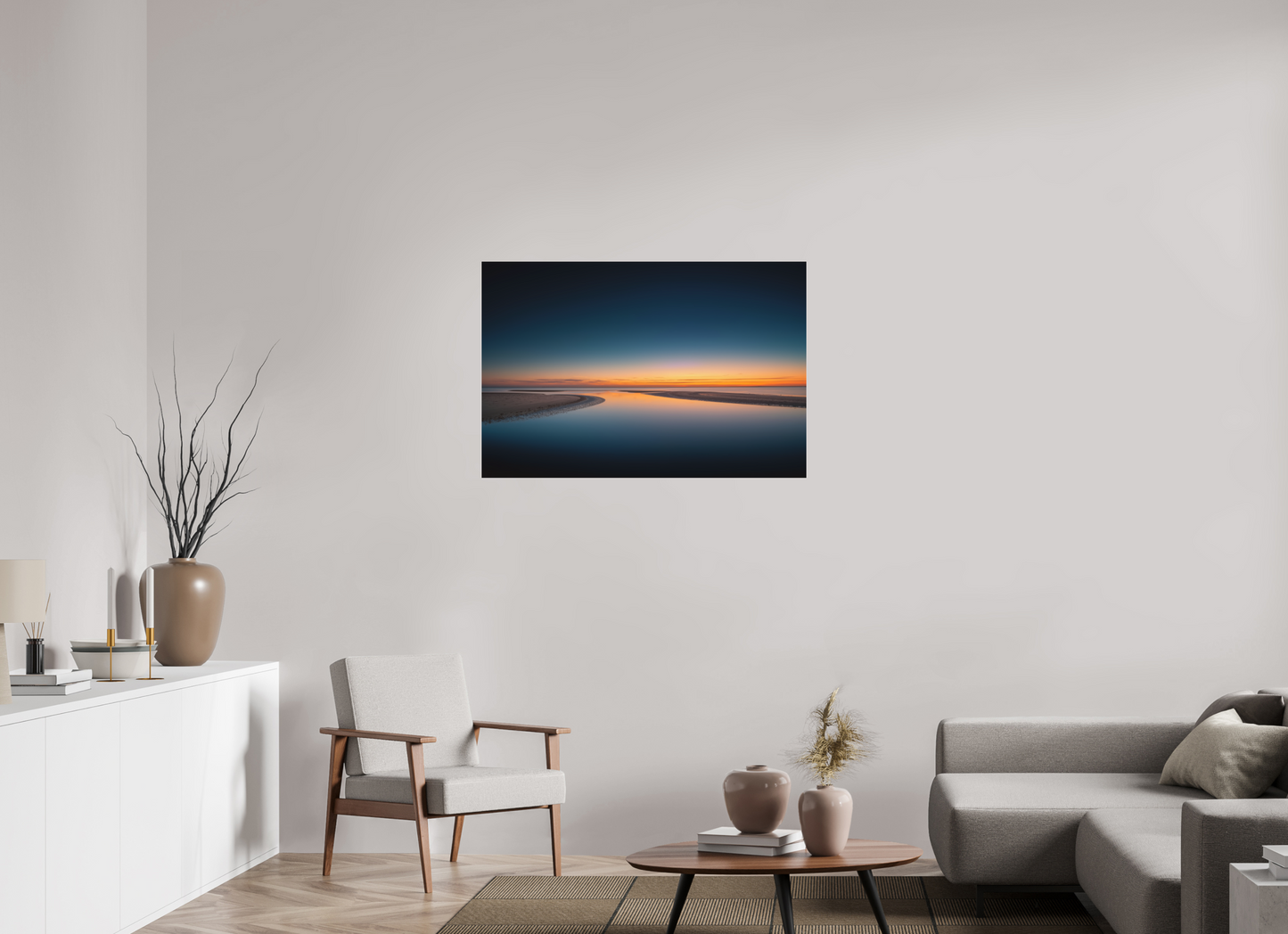 105 x 70 cm, Fine Art Pigmentdruck hinter Acrylglas Stille über dem Watt-02