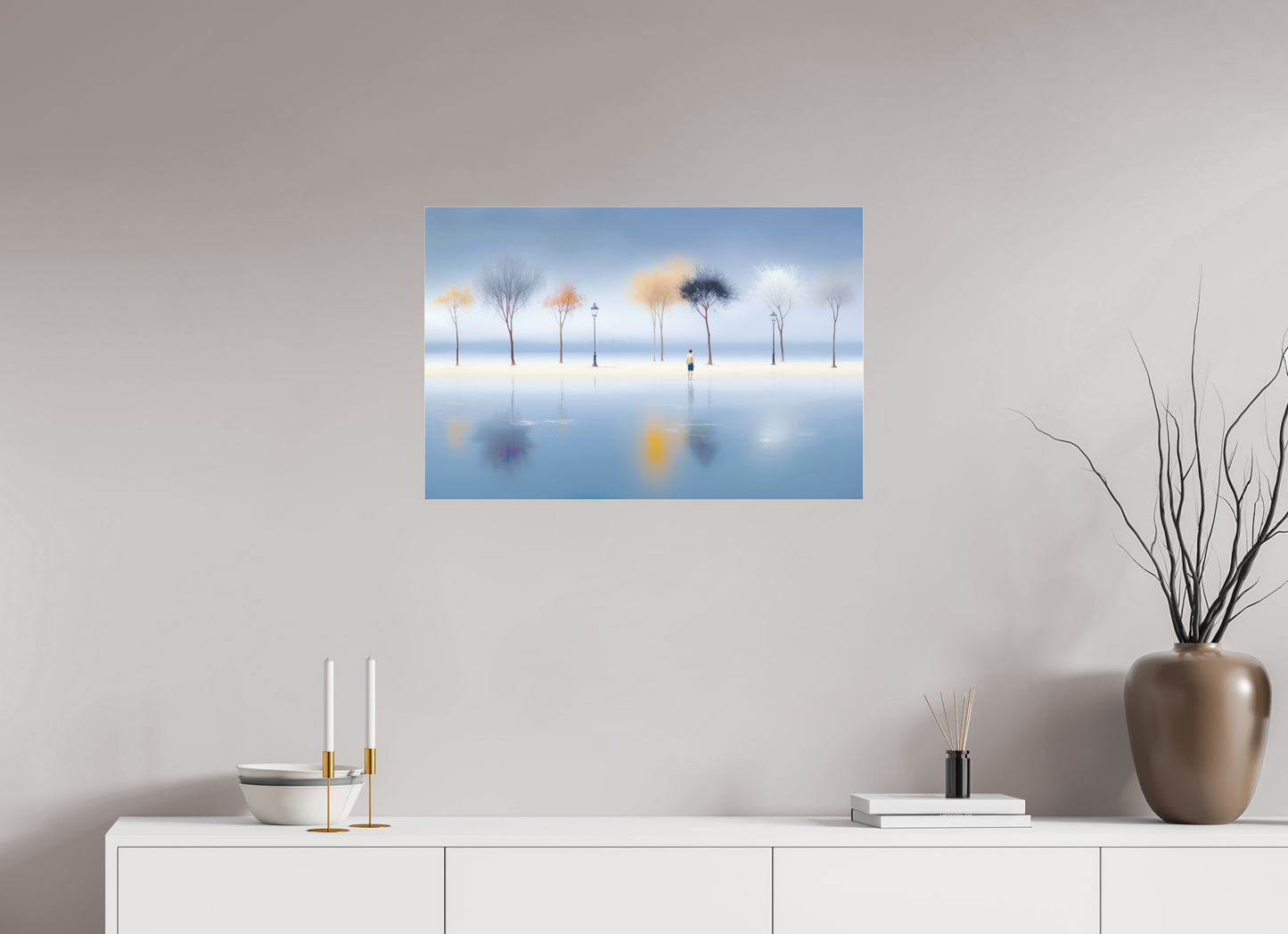 75 x 50 cm, Acrylglas glänzend standard Stilles Ufer, ferne Gedanken—Wandkunst, Fine Art Print, Leinwand, Acryldruck, Alu-Dibond