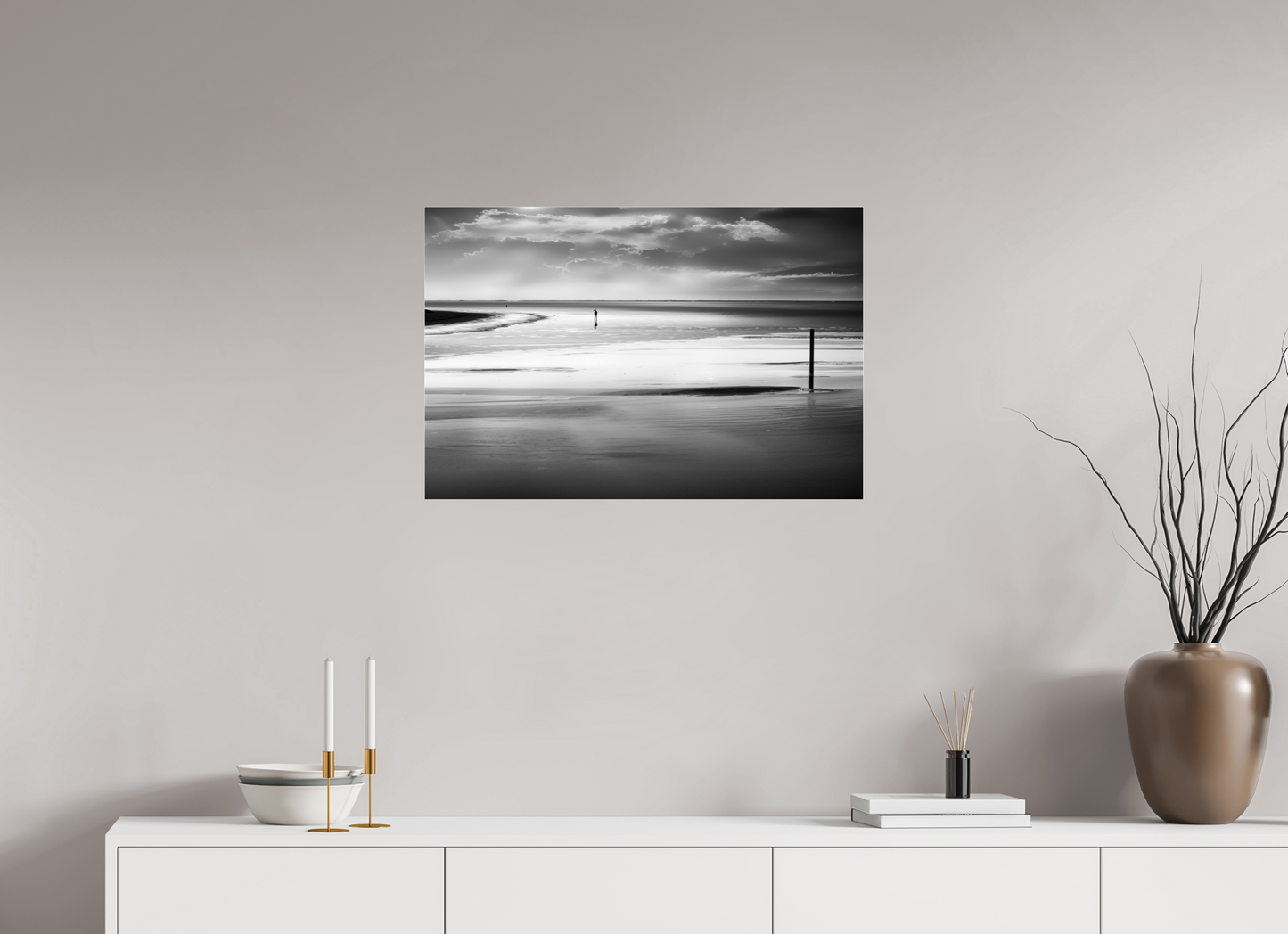 75 x 50 cm, Acrylglas glänzend standard Mann im Wattenmeer-01
