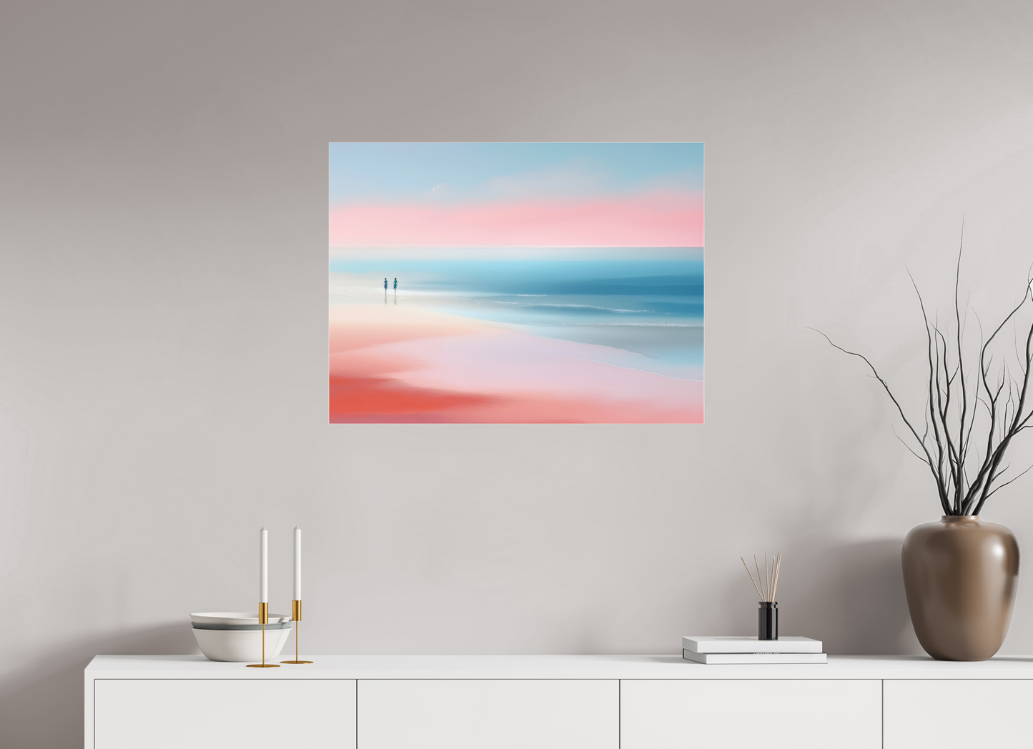 80 x 60 cm, Acrylglas glänzend standard Zwei Frauen am Meer—Wandkunst, Fine Art Print, Leinwand, Acryldruck, Alu-Dibond