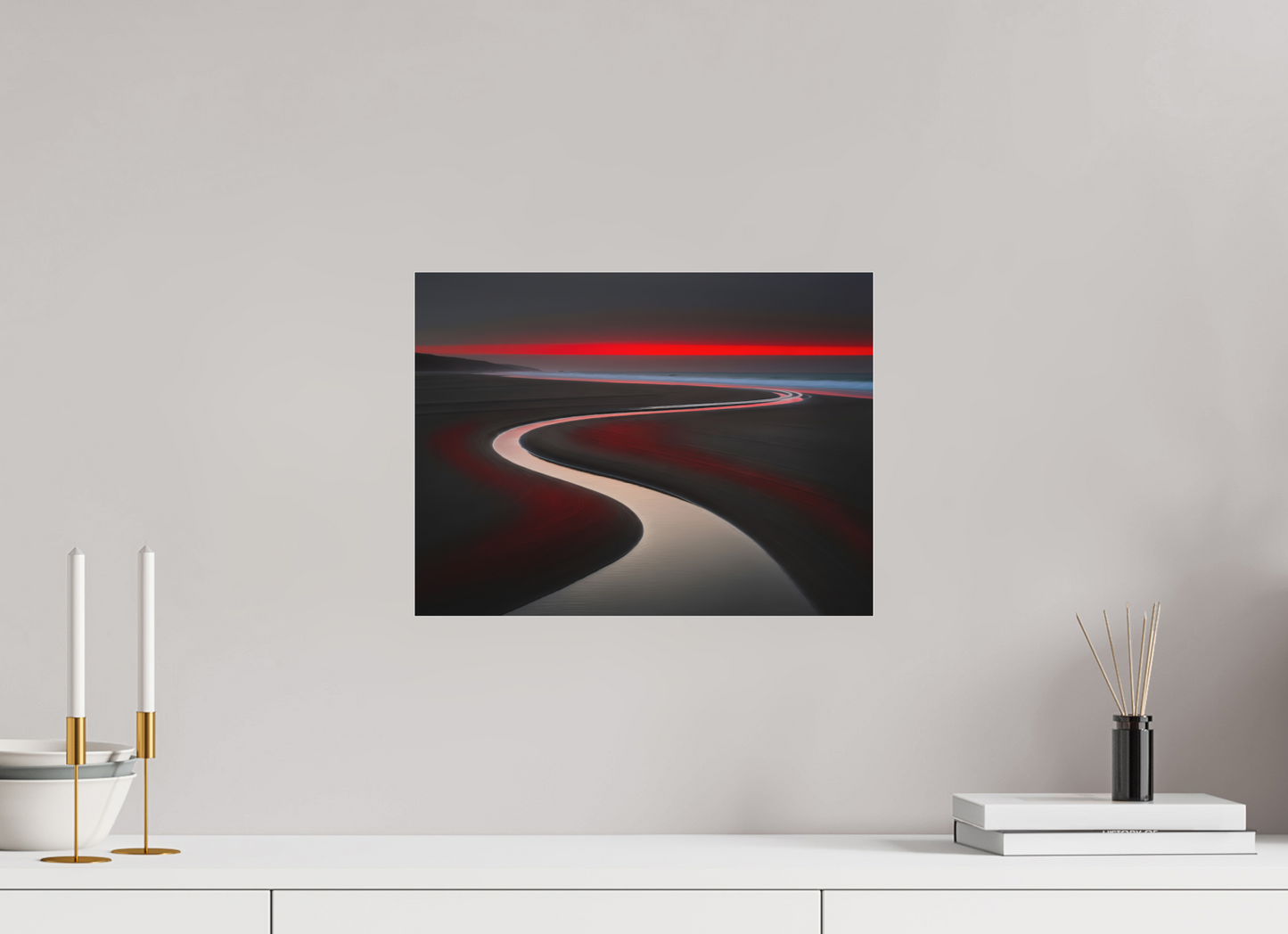 40 x 30 cm, Fine Art Pigmentdruck hinter Acrylglas Wattenmeer - die Linie des Lichts—Wandkunst, Fine Art Print, Leinwand, Acryldruck, Alu-Dibond