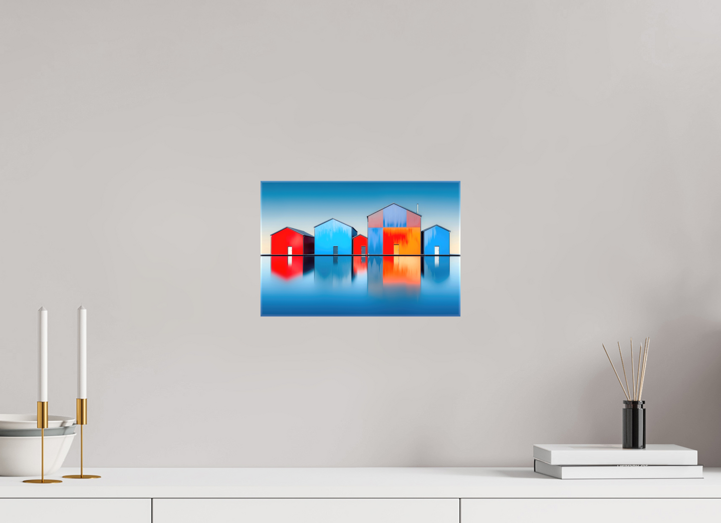 30 x 20 cm, Leinwand glänzend Farbklang am Wasser