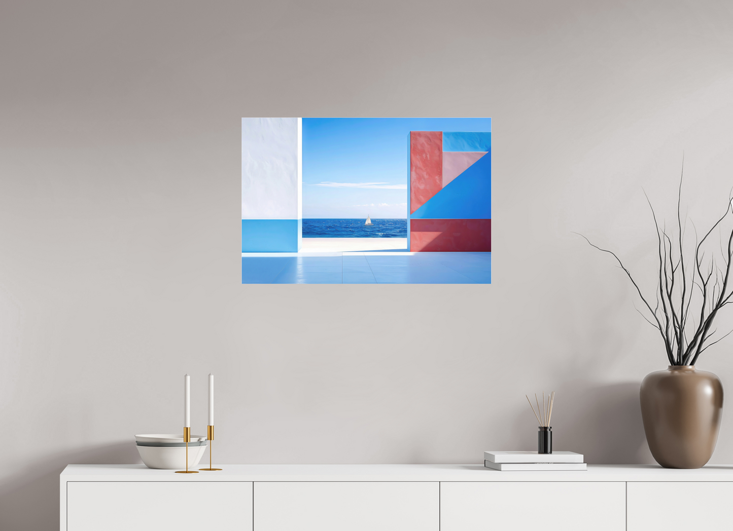 75 x 50 cm, Fine Art Pigmentdruck hinter Acrylglas Mauer am Meer-03—Wandkunst, Fine Art Print, Leinwand, Acryldruck