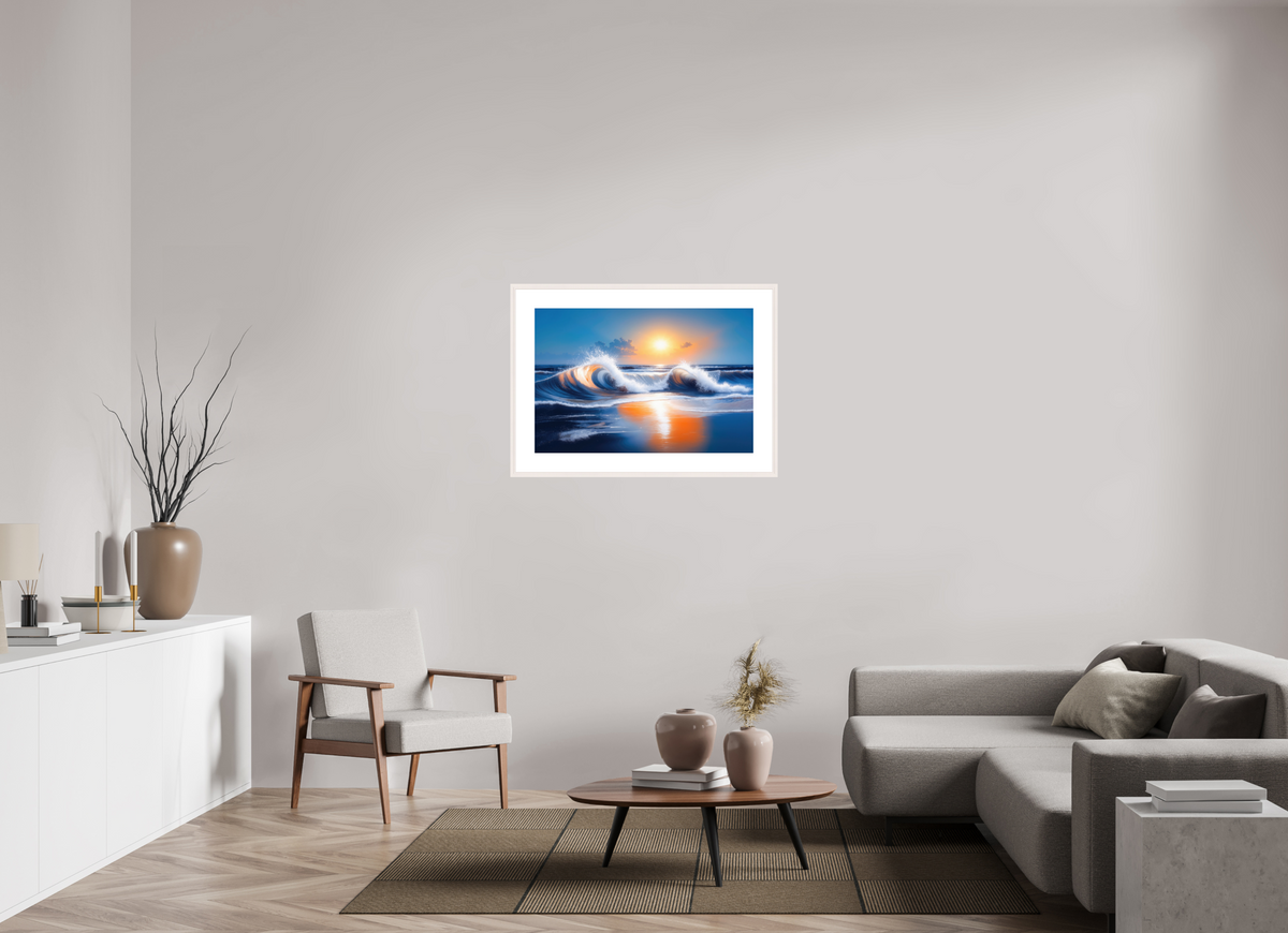90 x 60 cm, Fine Art Print gerahmt Brandung im Licht—Wandkunst, Fine Art Print, Leinwand, Acryldruck, Alu-Dibond