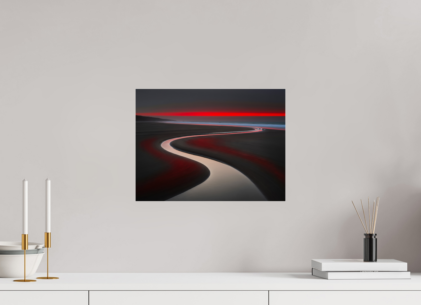 40 x 30 cm, Acrylglas glänzend standard Wattenmeer - die Linie des Lichts—Wandkunst, Fine Art Print, Leinwand, Acryldruck, Alu-Dibond