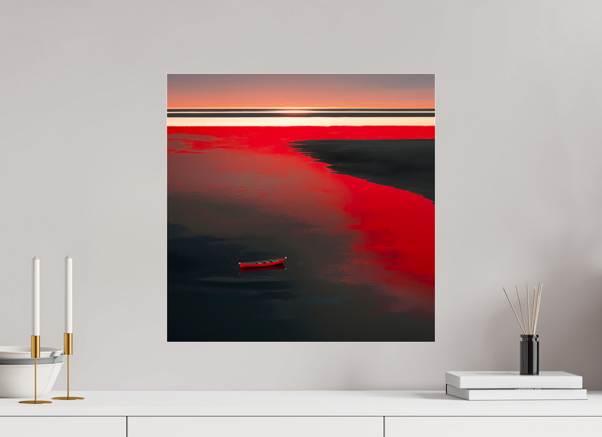 50 x 50 cm, Acrylglas glänzend standard Allein im Rot