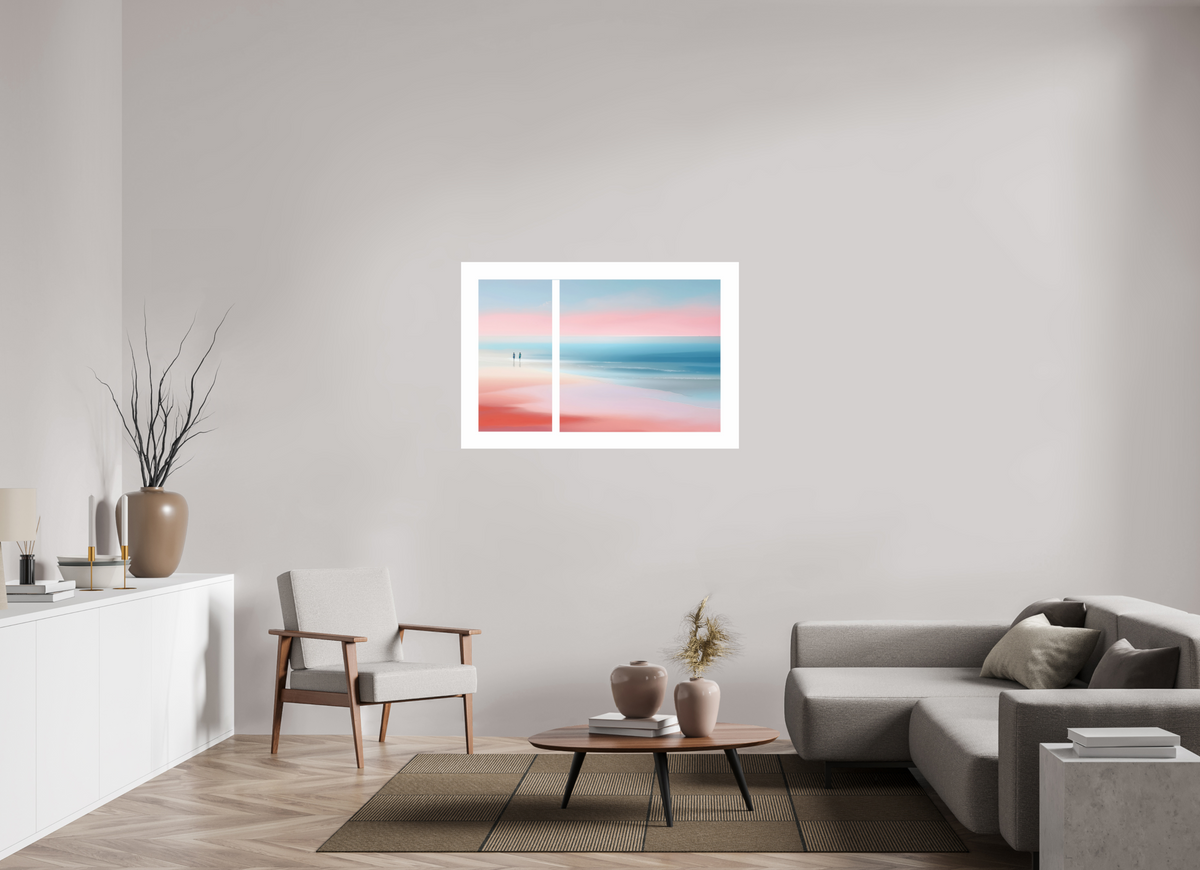 120 x 80 cm, Fine Art Print Hahnemühle Baryta Zwei Frauen am Meer, Diptychon-Look, semi-abstrakt, minimalistisch
