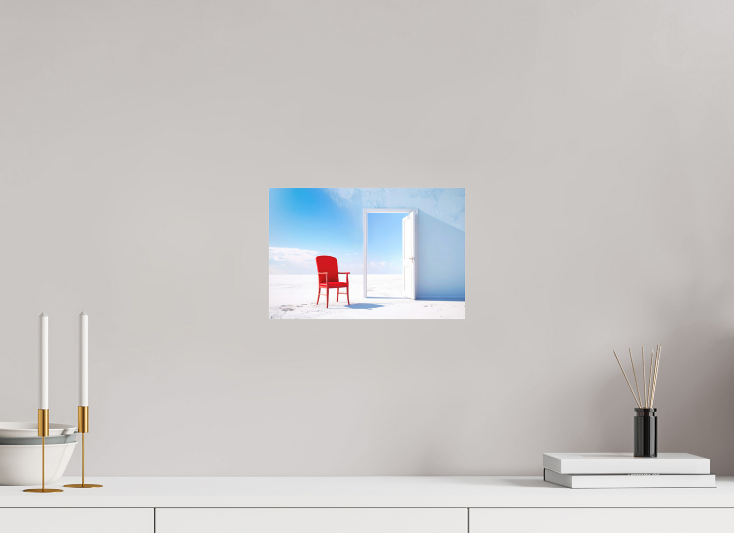 30 x 20 cm, Fine Art Pigmentdruck hinter Acrylglas Blick durch die Tür surreal-02