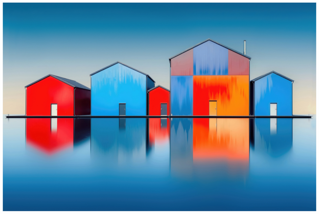 Main image Farbklang am Wasser—Wandkunst, Fine Art Print, Leinwand, Acryldruck, Alu-Dibond