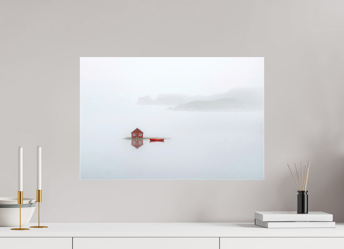 60 x 40 cm, Fine Art Pigmentdruck hinter Acrylglas Im Küstennebel ein Zuhause--Wandkunst, Fine Art Print, Leinwand, Acryldruck, Alu-Dibond