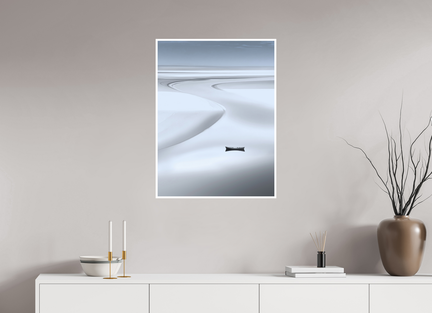 60 x 80 cm, Fine Art Print Hahnemühle Baryta Boot im Wattenmeer